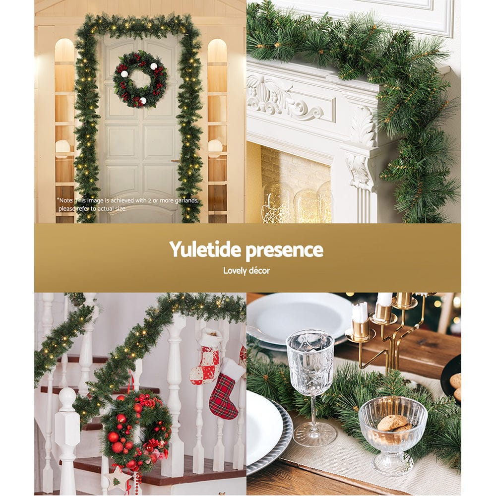 Jingle Jollys Occasions > Christmas > Christmas Wreaths & Garlands Jingle Jollys 1.8m Christmas Garland with LED lights Party Xmas Decorations