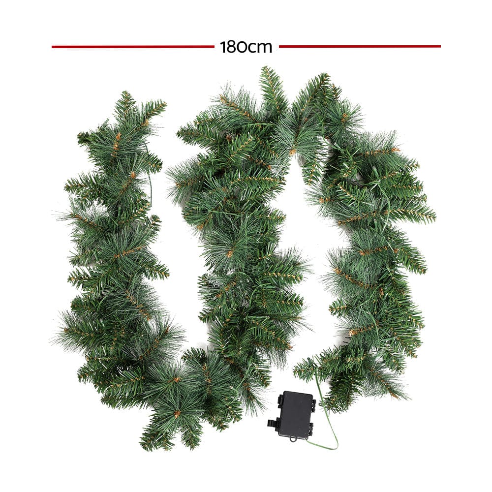 Jingle Jollys Occasions > Christmas > Christmas Wreaths & Garlands Jingle Jollys 1.8m Christmas Garland with LED lights Party Xmas Decorations