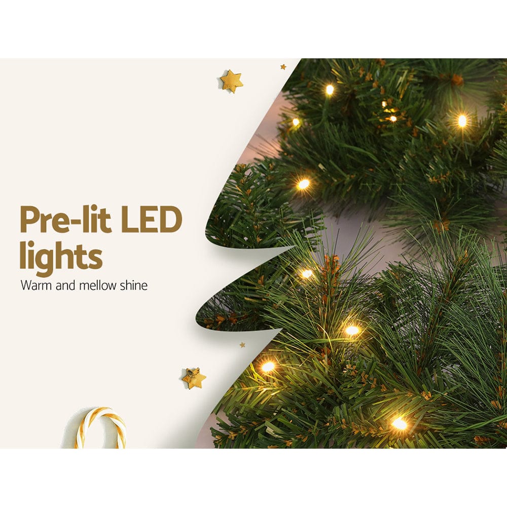 Jingle Jollys Occasions > Christmas > Christmas Wreaths & Garlands Jingle Jollys 1.8m Christmas Garland with LED lights Party Xmas Decorations