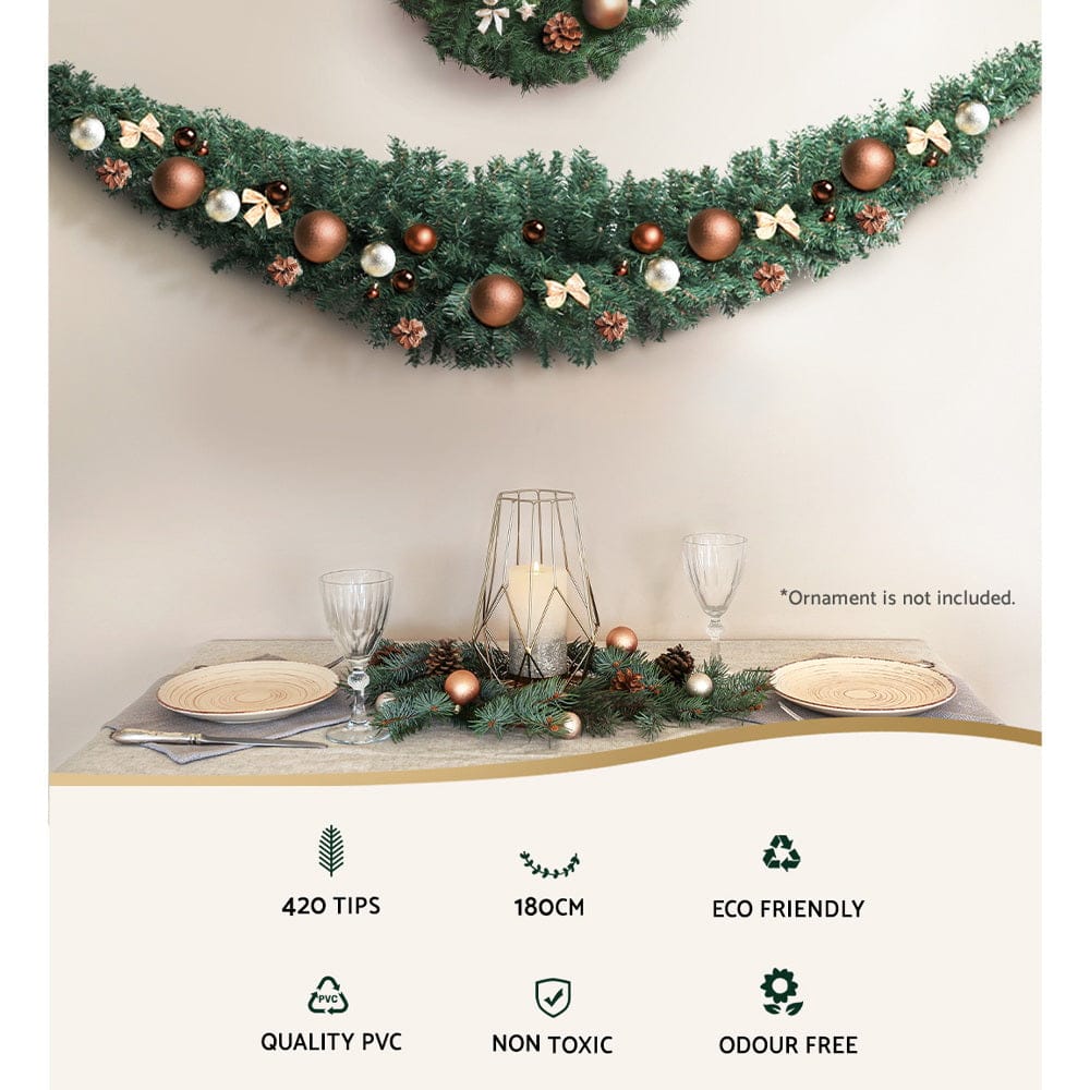 Jingle Jollys Occasions > Christmas > Christmas Wreaths & Garlands Jingle Jollys 1.8m Christmas Garland Xmas Decorations Green Wedding Party