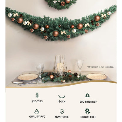 Jingle Jollys Occasions > Christmas > Christmas Wreaths & Garlands Jingle Jollys 1.8m Christmas Garland Xmas Decorations Green Wedding Party