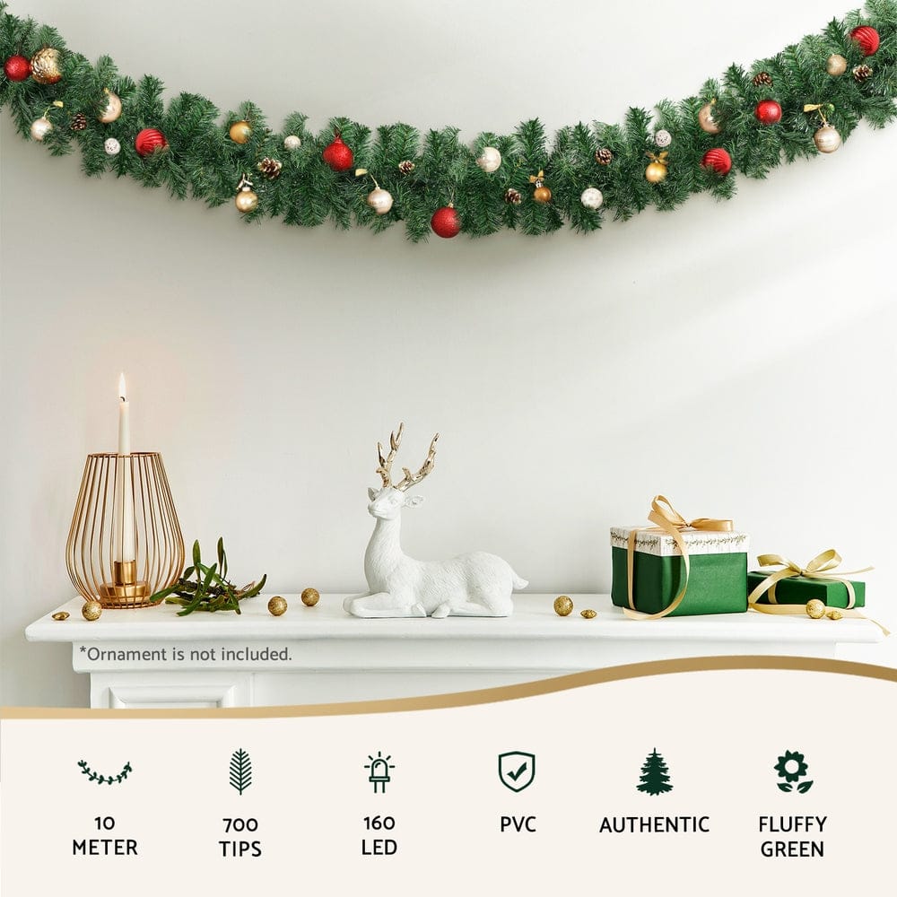 Jingle Jollys Occasions > Christmas > Christmas Wreaths & Garlands Jingle Jollys 10M Christmas Garland LED Lights Party Xmas Decorations 700 TIPS