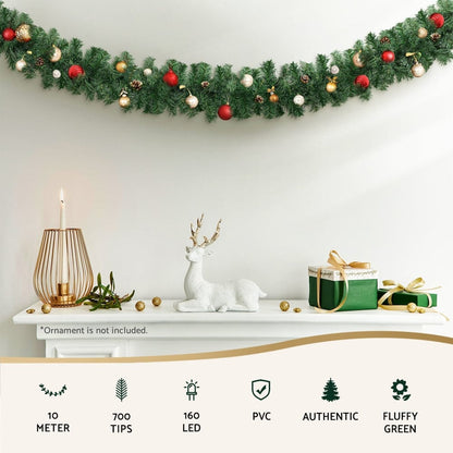 Jingle Jollys Occasions > Christmas > Christmas Wreaths & Garlands Jingle Jollys 10M Christmas Garland LED Lights Party Xmas Decorations 700 TIPS