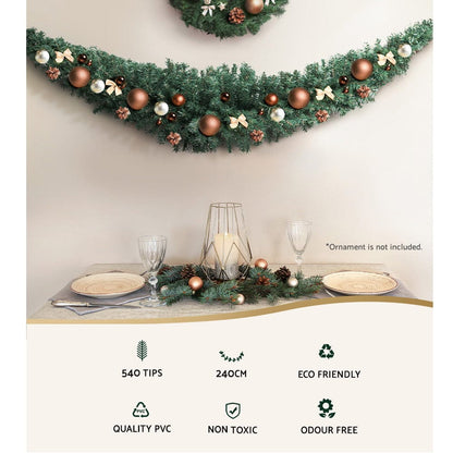 Jingle Jollys Occasions > Christmas > Christmas Wreaths & Garlands Jingle Jollys 2.4m Christmas Garland Xmas Decorations Green Wedding Party