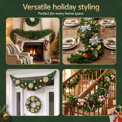 Jingle Jollys Occasions > Christmas > Christmas Wreaths & Garlands Jingle Jollys 2.4m Christmas Garland Xmas Decorations Green Wedding Party