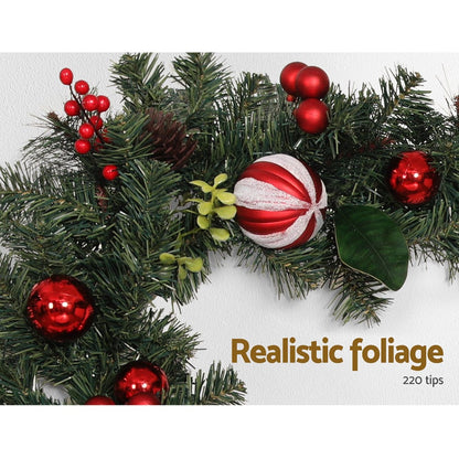 Jingle Jollys Occasions > Christmas > Christmas Wreaths & Garlands Jingle Jollys 2.7m Christmas Garland with Decorations Xmas Wedding Party
