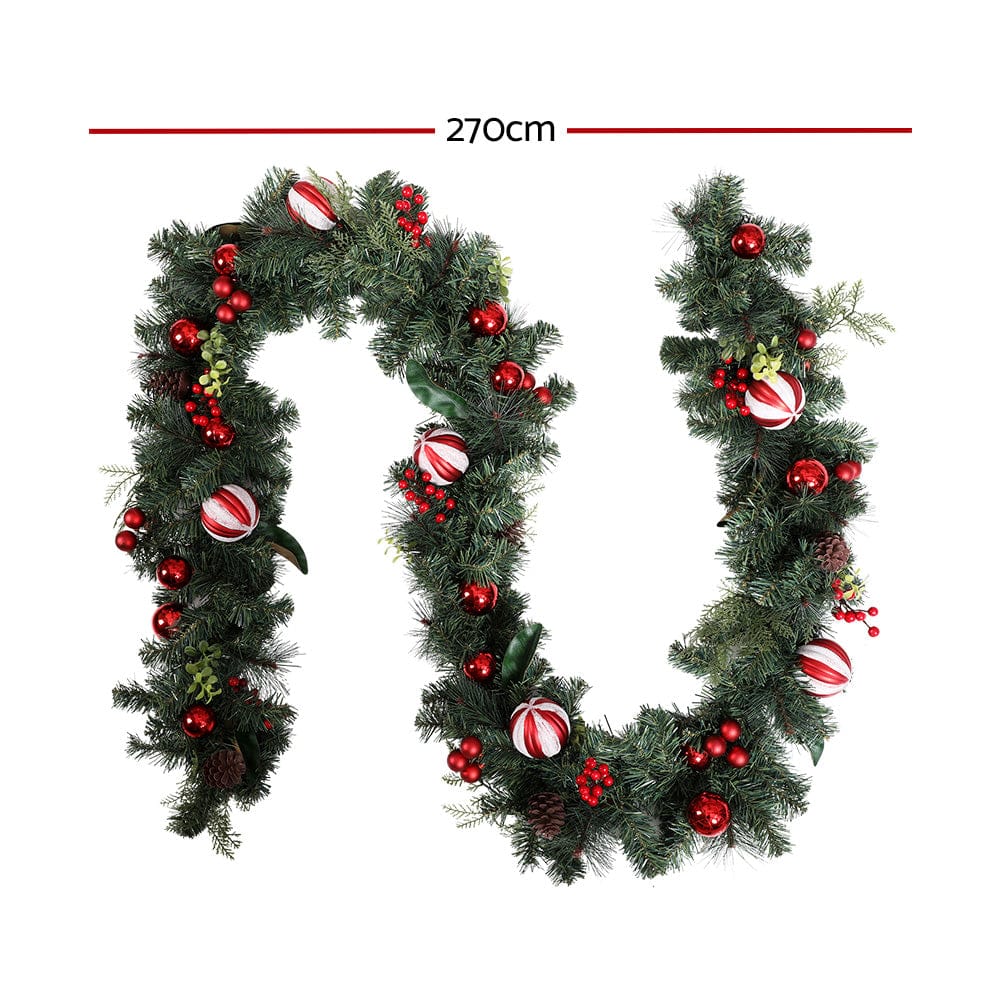 Jingle Jollys Occasions > Christmas > Christmas Wreaths & Garlands Jingle Jollys 2.7m Christmas Garland with Decorations Xmas Wedding Party