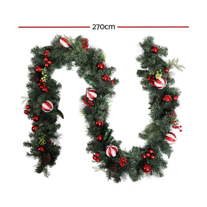 Jingle Jollys Occasions > Christmas > Christmas Wreaths & Garlands Jingle Jollys 2.7m Christmas Garland with Decorations Xmas Wedding Party