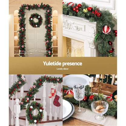 Jingle Jollys Occasions > Christmas > Christmas Wreaths & Garlands Jingle Jollys 2.7m Christmas Garland with Decorations Xmas Wedding Party