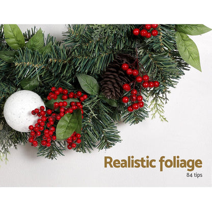 Jingle Jollys Occasions > Christmas > Christmas Wreaths & Garlands Jingle Jollys 2FT 60CM Christmas Wreath with Decor Xmas Tree Decoration