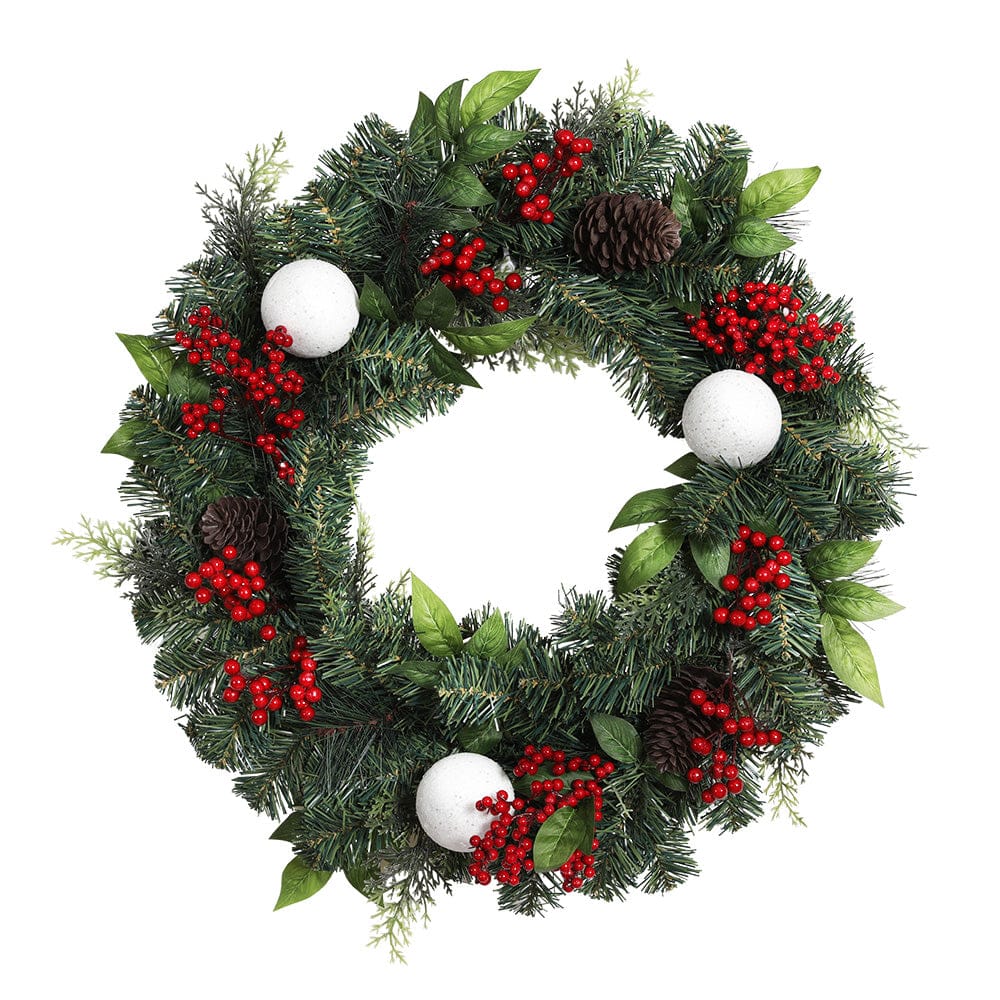 Jingle Jollys Occasions > Christmas > Christmas Wreaths & Garlands Jingle Jollys 2FT 60CM Christmas Wreath with Decor Xmas Tree Decoration