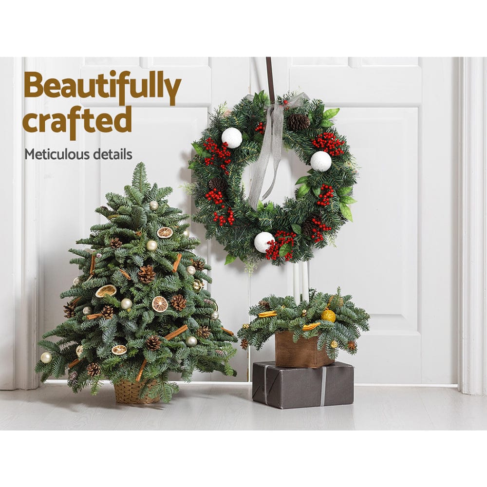 Jingle Jollys Occasions > Christmas > Christmas Wreaths & Garlands Jingle Jollys 2FT 60CM Christmas Wreath with Decor Xmas Tree Decoration