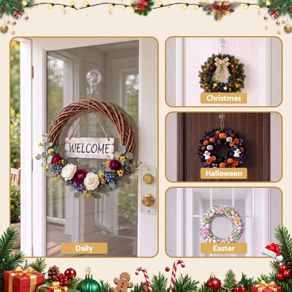 Jingle Jollys Occasions > Christmas > Christmas Wreaths & Garlands Jingle Jollys 2x Suction Cup Hooks Heavy Duty Christmas Wreath Hanger Window 5kg