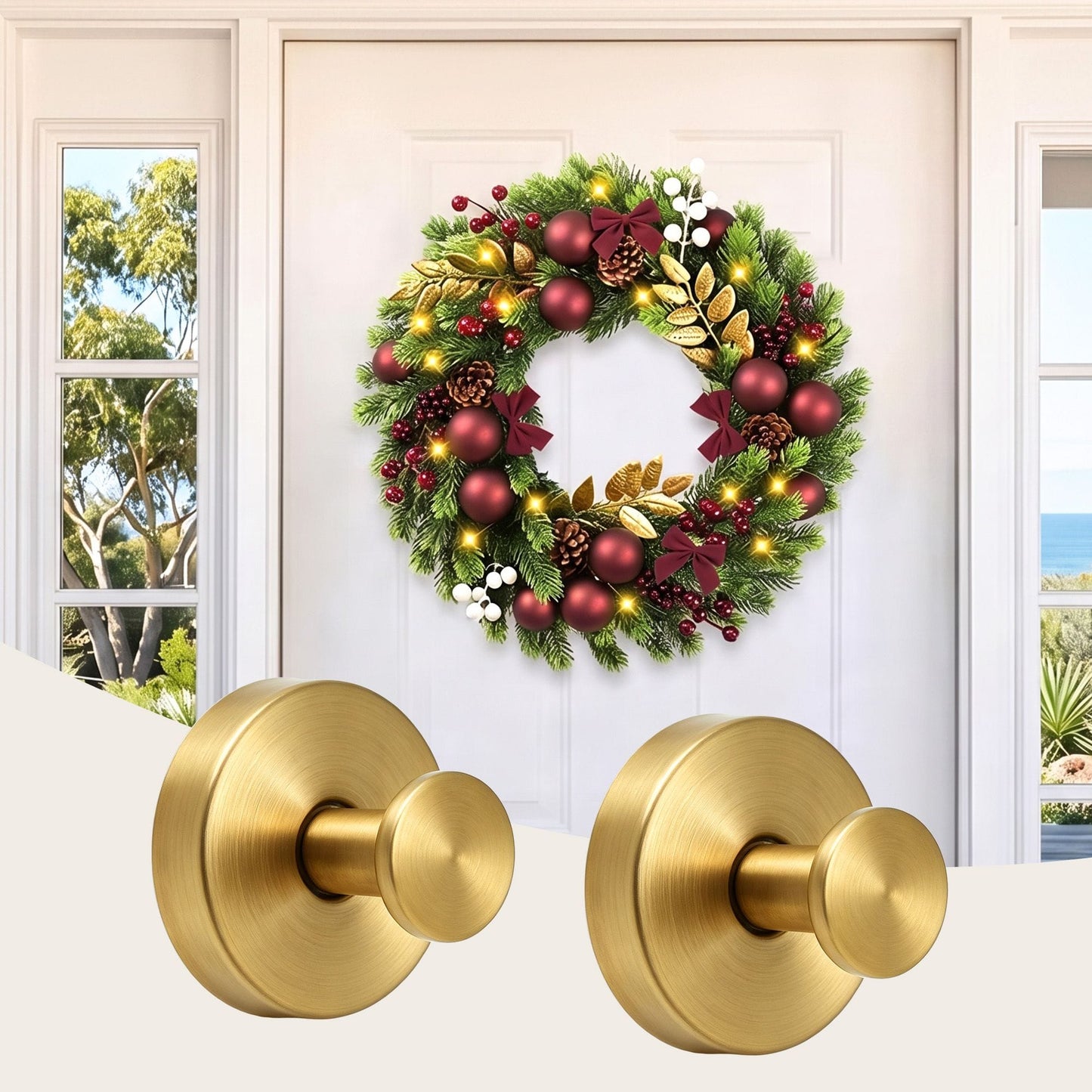 Jingle Jollys Occasions > Christmas > Christmas Wreaths & Garlands Jingle Jollys 2x Vacuum Suction Cup Christmas Wreath Hook Stainless Steel Heavy Duty 5kg