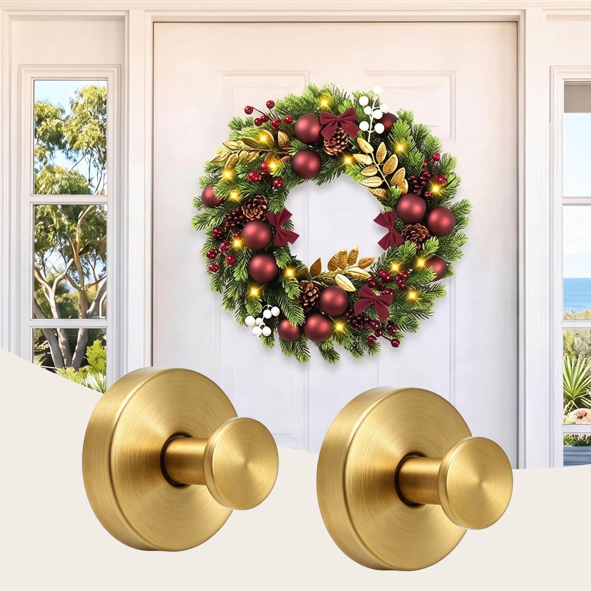 Jingle Jollys Occasions > Christmas > Christmas Wreaths & Garlands Jingle Jollys 2x Vacuum Suction Cup Christmas Wreath Hook Stainless Steel Heavy Duty 5kg