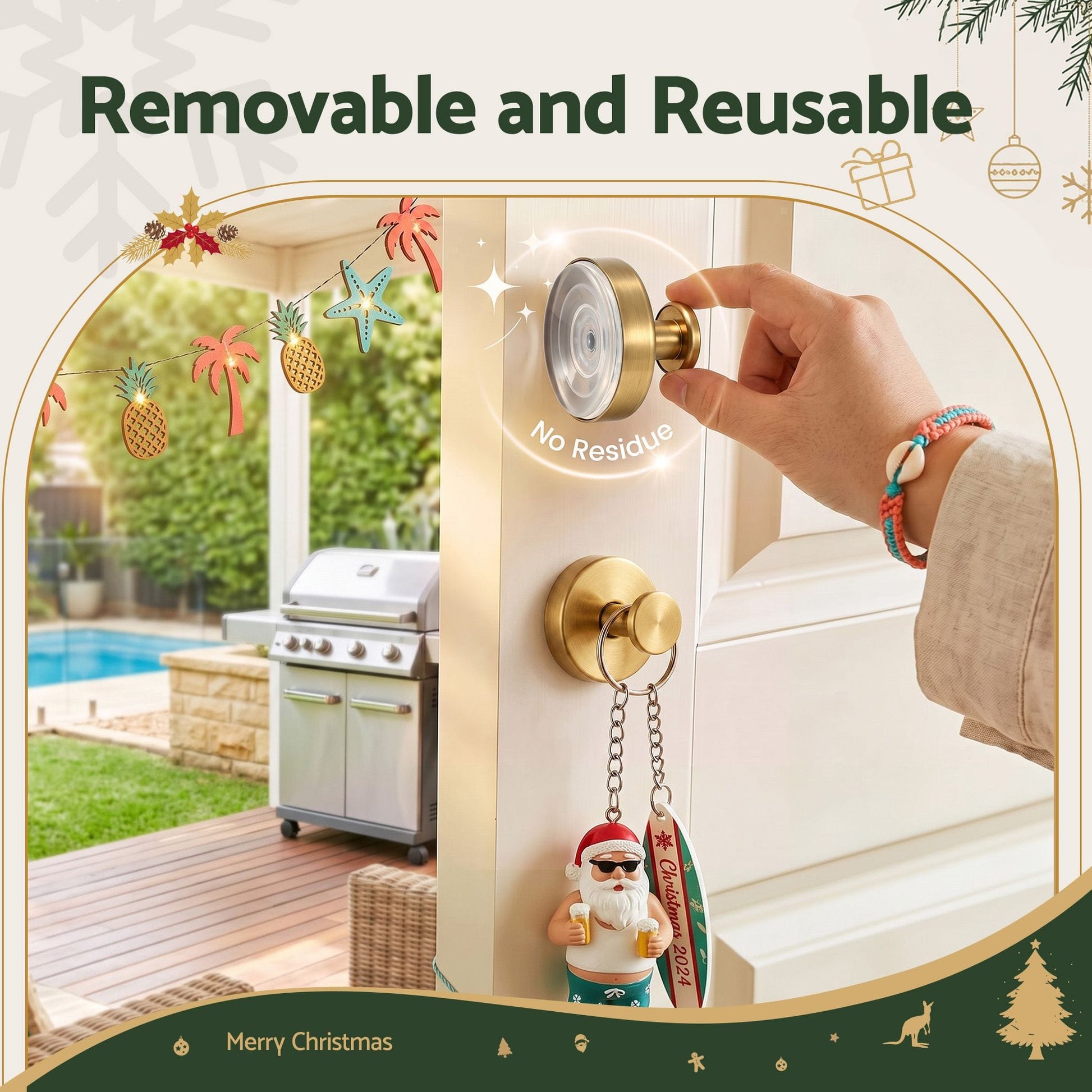 Jingle Jollys Occasions > Christmas > Christmas Wreaths & Garlands Jingle Jollys 2x Vacuum Suction Cup Christmas Wreath Hook Stainless Steel Heavy Duty 5kg