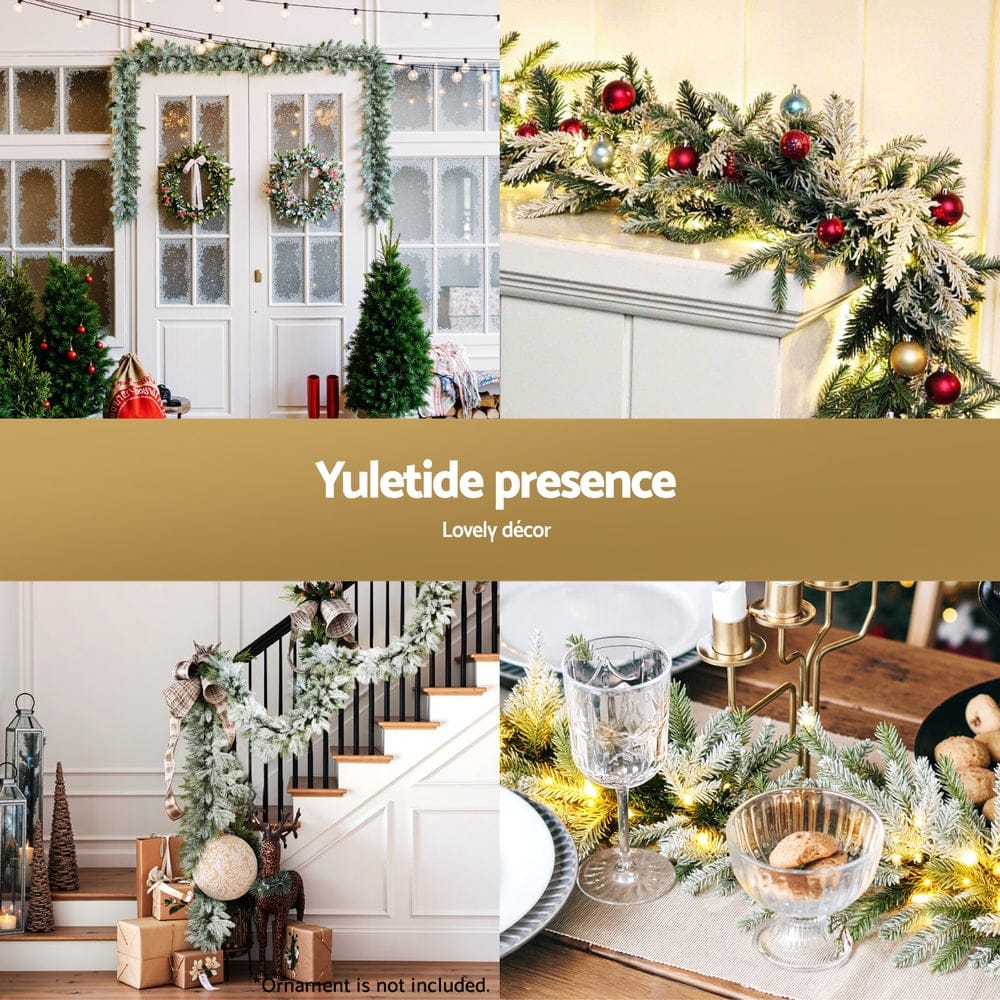 Jingle Jollys Occasions > Christmas > Christmas Wreaths & Garlands Jingle Jollys 3M Christmas Garland Pre-lit LED Lights Snow Frosted Tips Decor