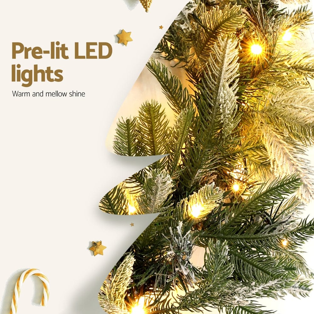 Jingle Jollys Occasions > Christmas > Christmas Wreaths & Garlands Jingle Jollys 3M Christmas Garland Pre-lit LED Lights Snow Frosted Tips Decor