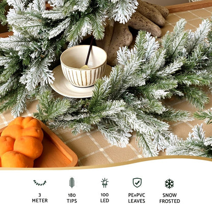 Jingle Jollys Occasions > Christmas > Christmas Wreaths & Garlands Jingle Jollys 3M Christmas Garland Pre-lit LED Lights Snow Frosted Tips Decor