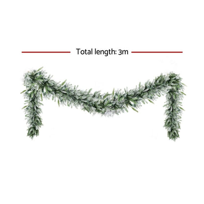 Jingle Jollys Occasions > Christmas > Christmas Wreaths & Garlands Jingle Jollys 3M Christmas Garland Pre-lit LED Lights Snow Frosted Tips Decor