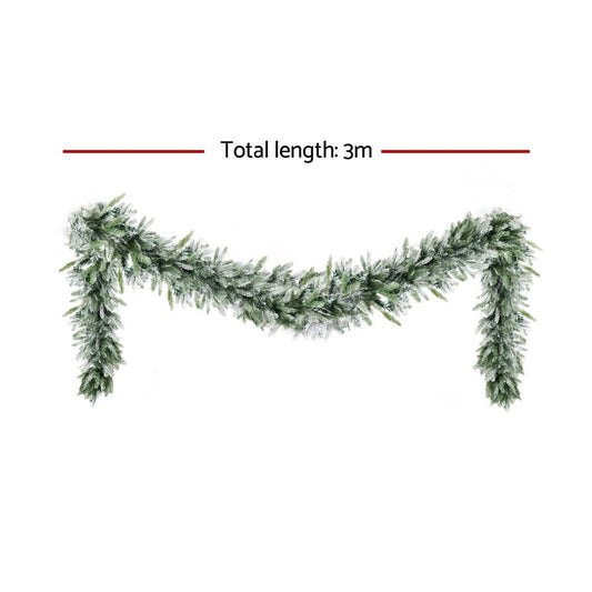 Jingle Jollys Occasions > Christmas > Christmas Wreaths & Garlands Jingle Jollys 3M Christmas Garland Pre-lit LED Lights Snow Frosted Tips Decor