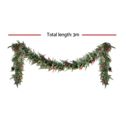 Jingle Jollys Occasions > Christmas > Christmas Wreaths & Garlands Jingle Jollys 3M Christmas Garland Pre-lit LED with Pine Cones Xmas Decor Green