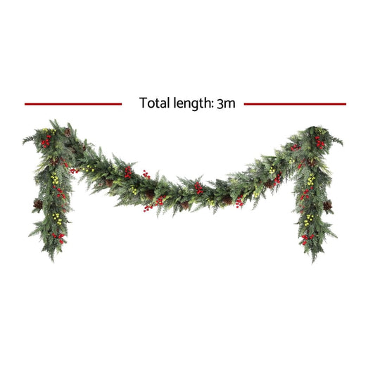 Jingle Jollys Occasions > Christmas > Christmas Wreaths & Garlands Jingle Jollys 3M Christmas Garland Pre-lit LED with Pine Cones Xmas Decor Green
