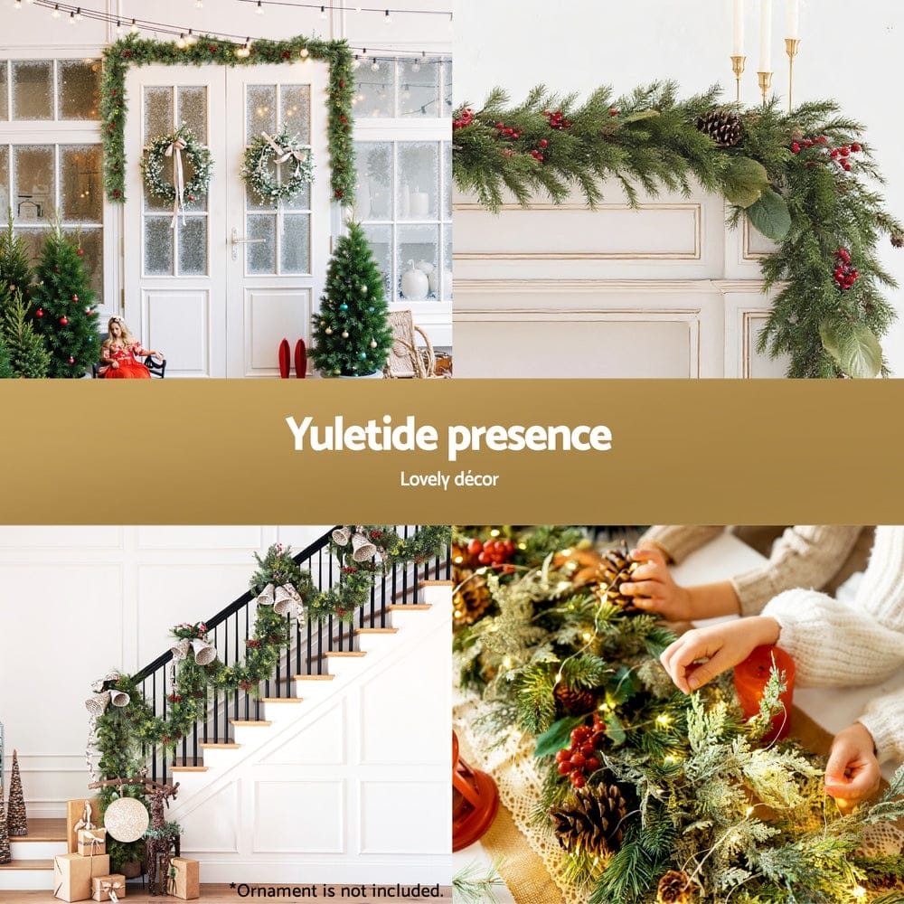 Jingle Jollys Occasions > Christmas > Christmas Wreaths & Garlands Jingle Jollys 3M Christmas Garland Pre-lit LED with Pine Cones Xmas Decor Green