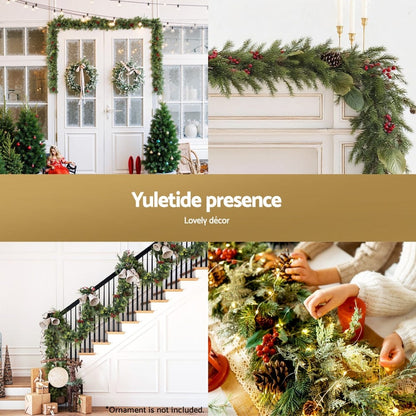 Jingle Jollys Occasions > Christmas > Christmas Wreaths & Garlands Jingle Jollys 3M Christmas Garland Pre-lit LED with Pine Cones Xmas Decor Green