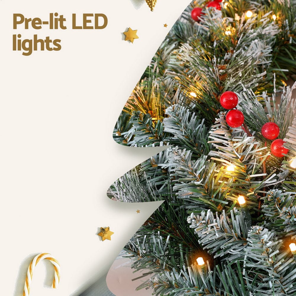Jingle Jollys Occasions > Christmas > Christmas Wreaths & Garlands Jingle Jollys 60cm Christmas Wreath LED Lights Snowy Berries Garland Party Decor