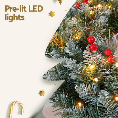 Jingle Jollys Occasions > Christmas > Christmas Wreaths & Garlands Jingle Jollys 60cm Christmas Wreath LED Lights Snowy Berries Garland Party Decor