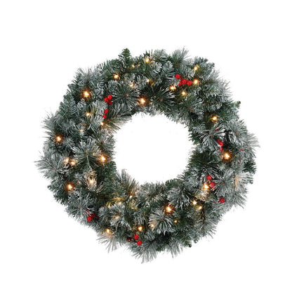 Jingle Jollys Occasions > Christmas > Christmas Wreaths & Garlands Jingle Jollys 60cm Christmas Wreath LED Lights Snowy Berries Garland Party Decor