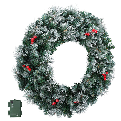 Jingle Jollys Occasions > Christmas > Christmas Wreaths & Garlands Jingle Jollys 60cm Christmas Wreath LED Lights Snowy Berries Garland Party Decor