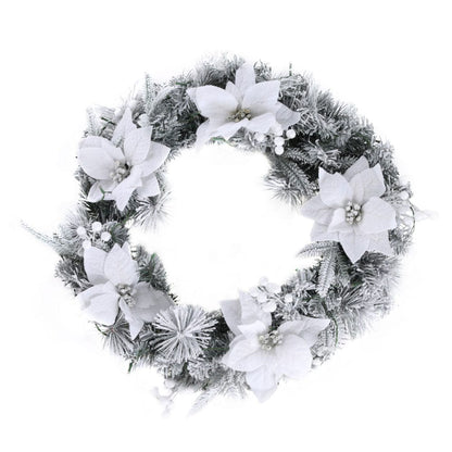 Jingle Jollys Occasions > Christmas > Christmas Wreaths & Garlands Jingle Jollys 60cm Christmas Wreath LED Lights Snowy Flowers Garland Party Decor