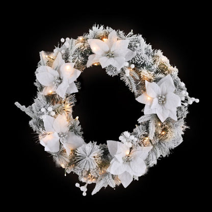Jingle Jollys Occasions > Christmas > Christmas Wreaths & Garlands Jingle Jollys 60cm Christmas Wreath LED Lights Snowy Flowers Garland Party Decor