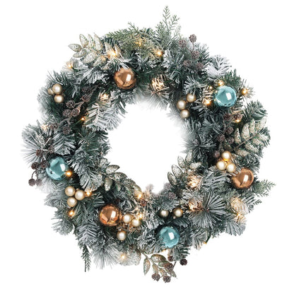 Jingle Jollys Occasions > Christmas > Christmas Wreaths & Garlands Jingle Jollys 60cm Christmas Wreath with LED Lights Snowy Garland Xmas Decor