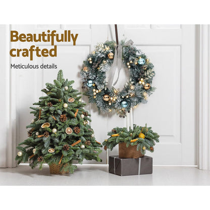 Jingle Jollys Occasions > Christmas > Christmas Wreaths & Garlands Jingle Jollys 60cm Christmas Wreath with LED Lights Snowy Garland Xmas Decor