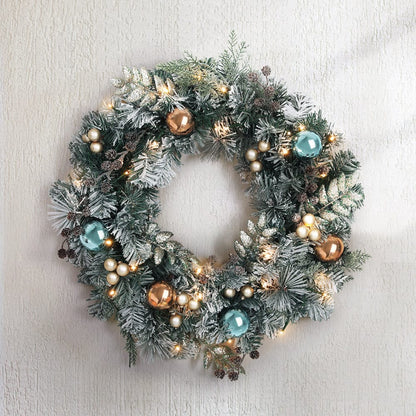 Jingle Jollys Occasions > Christmas > Christmas Wreaths & Garlands Jingle Jollys 60cm Christmas Wreath with LED Lights Snowy Garland Xmas Decor