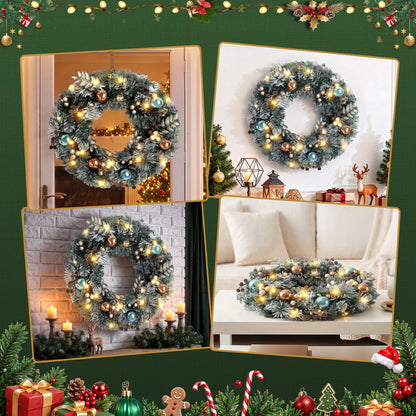 Jingle Jollys Occasions > Christmas > Christmas Wreaths & Garlands Jingle Jollys 60cm Christmas Wreath with LED Lights Snowy Garland Xmas Decor