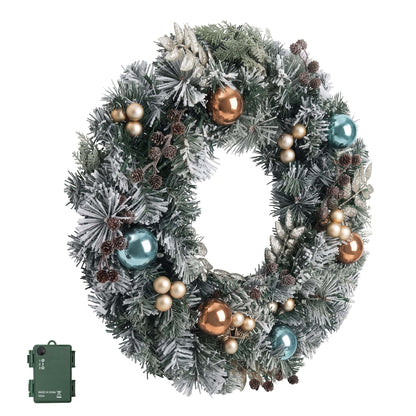 Jingle Jollys Occasions > Christmas > Christmas Wreaths & Garlands Jingle Jollys 60cm Christmas Wreath with LED Lights Snowy Garland Xmas Decor