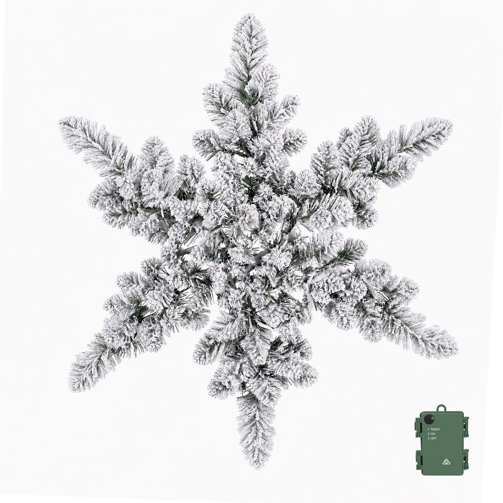 Jingle Jollys Occasions > Christmas > Christmas Wreaths & Garlands Jingle Jollys 60cm Flocked Snowflake Christmas Wreath Garland Pre-Lit 40 LED Light Decor