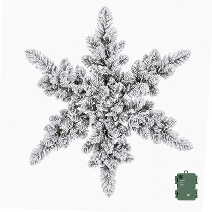 Jingle Jollys Occasions > Christmas > Christmas Wreaths & Garlands Jingle Jollys 60cm Flocked Snowflake Christmas Wreath Garland Pre-Lit 40 LED Light Decor