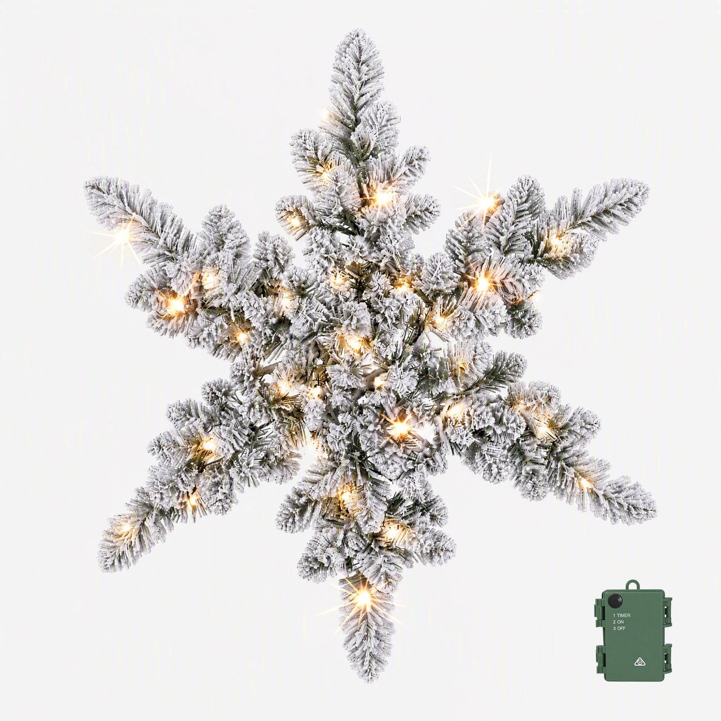 Jingle Jollys Occasions > Christmas > Christmas Wreaths & Garlands Jingle Jollys 60cm Flocked Snowflake Christmas Wreath Garland Pre-Lit 40 LED Light Decor