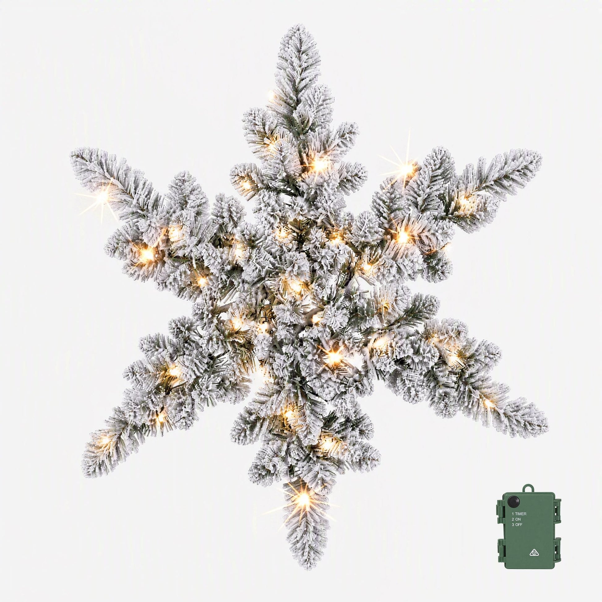 Jingle Jollys Occasions > Christmas > Christmas Wreaths & Garlands Jingle Jollys 60cm Flocked Snowflake Christmas Wreath Garland Pre-Lit 40 LED Light Decor