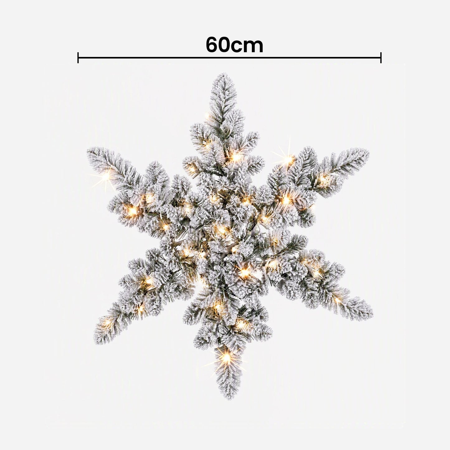 Jingle Jollys Occasions > Christmas > Christmas Wreaths & Garlands Jingle Jollys 60cm Flocked Snowflake Christmas Wreath Garland Pre-Lit 40 LED Light Decor
