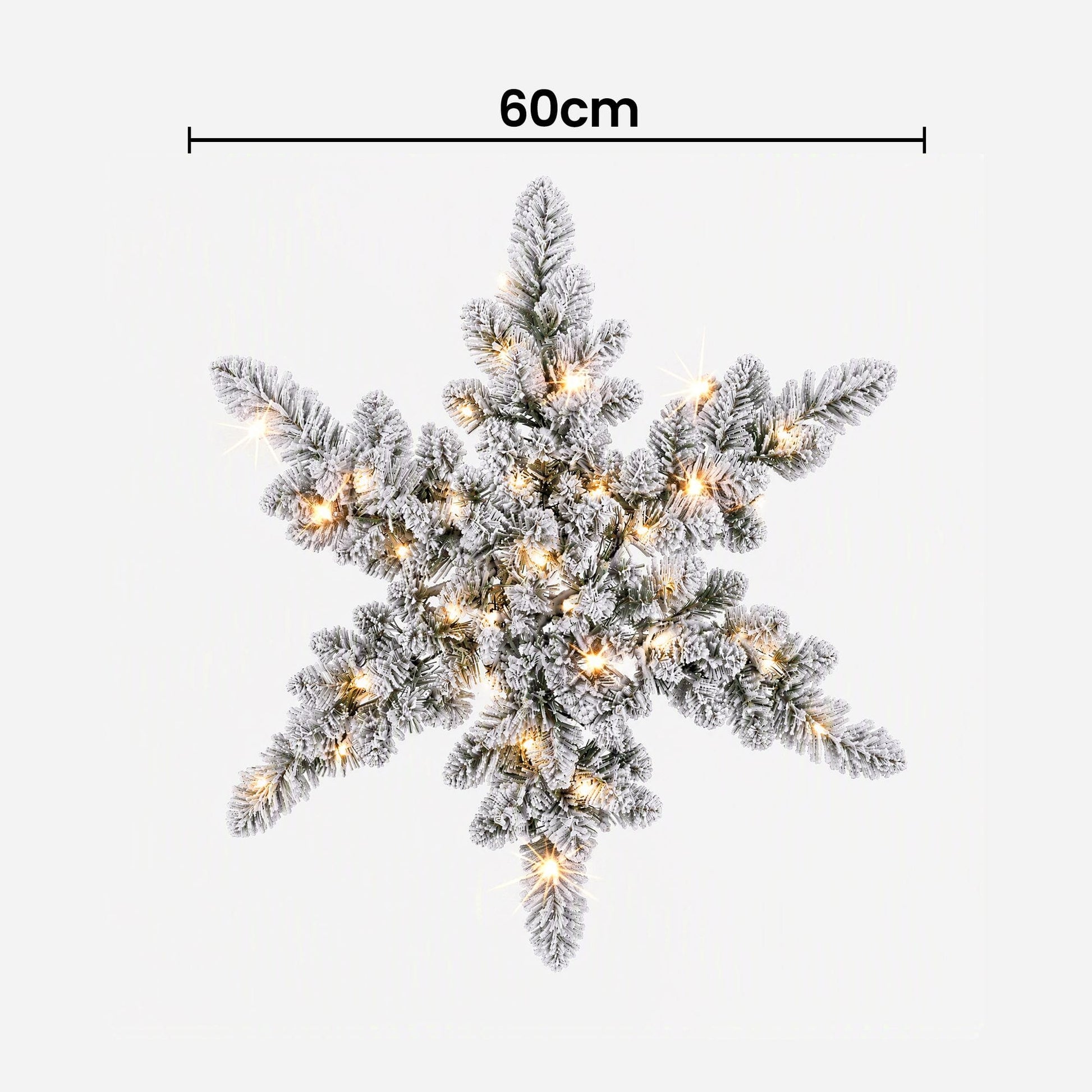 Jingle Jollys Occasions > Christmas > Christmas Wreaths & Garlands Jingle Jollys 60cm Flocked Snowflake Christmas Wreath Garland Pre-Lit 40 LED Light Decor