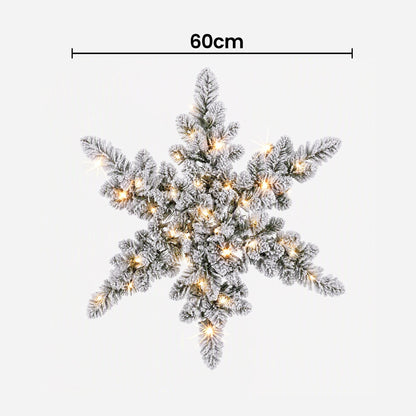 Jingle Jollys Occasions > Christmas > Christmas Wreaths & Garlands Jingle Jollys 60cm Flocked Snowflake Christmas Wreath Garland Pre-Lit 40 LED Light Decor
