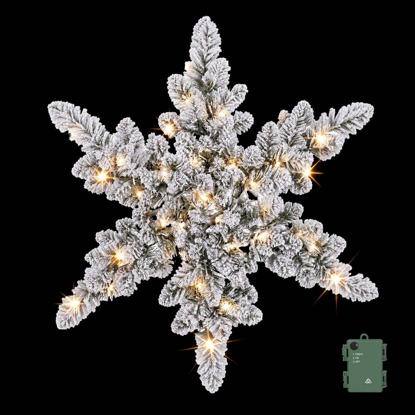Jingle Jollys Occasions > Christmas > Christmas Wreaths & Garlands Jingle Jollys 60cm Flocked Snowflake Christmas Wreath Garland Pre-Lit 40 LED Light Decor