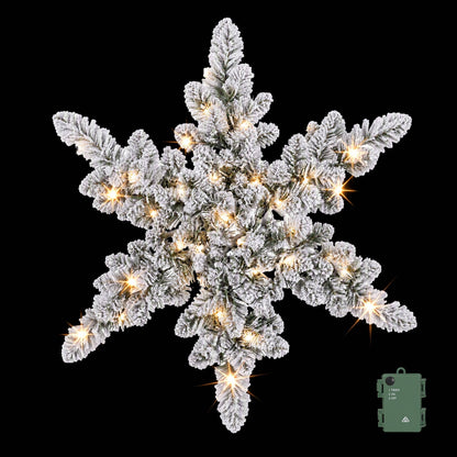 Jingle Jollys Occasions > Christmas > Christmas Wreaths & Garlands Jingle Jollys 60cm Flocked Snowflake Christmas Wreath Garland Pre-Lit 40 LED Light Decor
