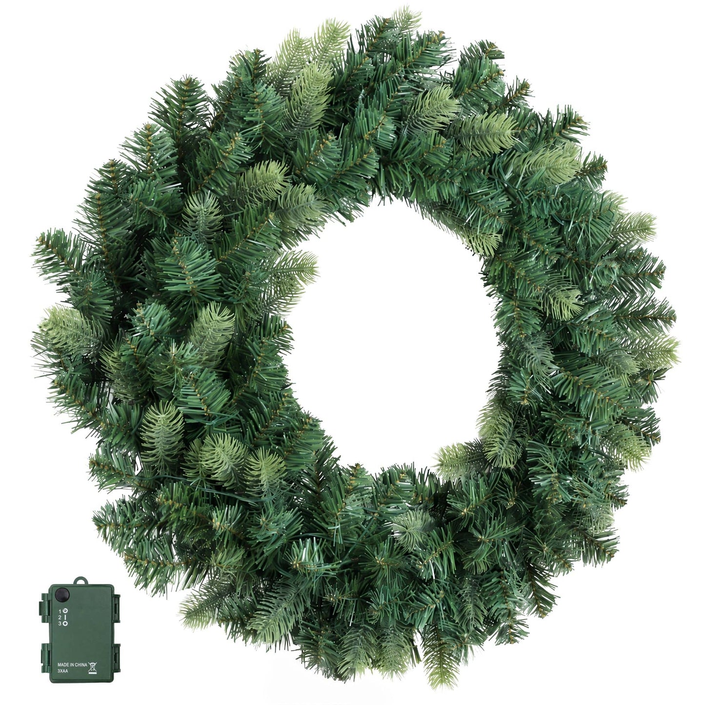Jingle Jollys Occasions > Christmas > Christmas Wreaths & Garlands Jingle Jollys 60cm Pre-Lit Christmas Wreath GarlandsWarm White LED Light Door Wreaths Battery Timer